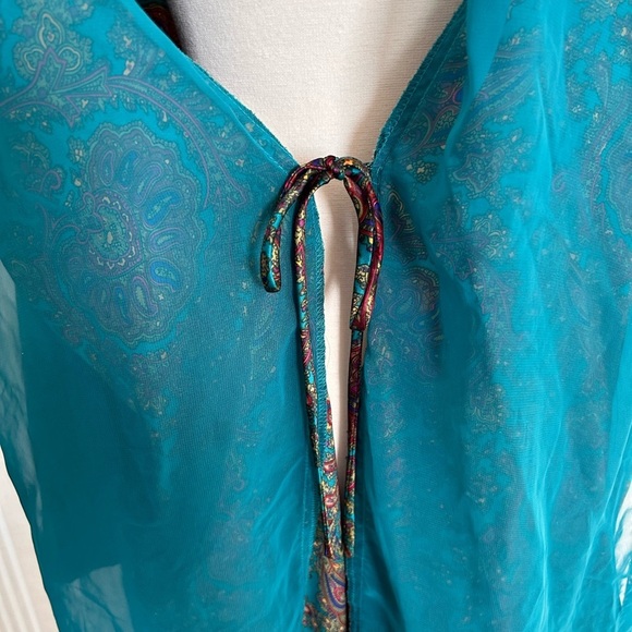 Victoria's Secret Vintage Gold Label Turquoise  Paisley Robe Size Medium - Picture 11 of 11